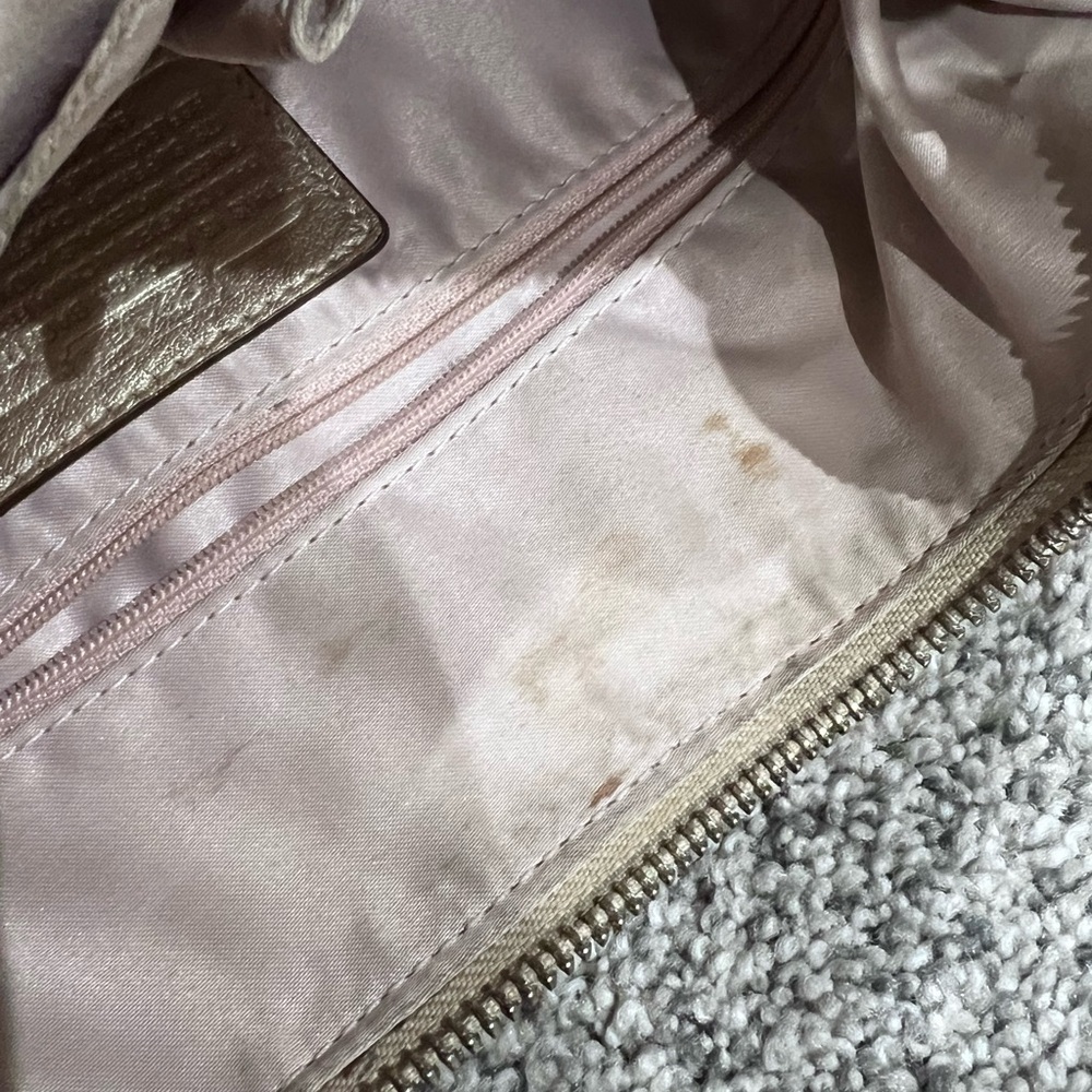 Coach Kristin Pebbled Leather Champagne Shoulder Bag Crossbody Hobo Zip Closure - Picture 12 of 15
